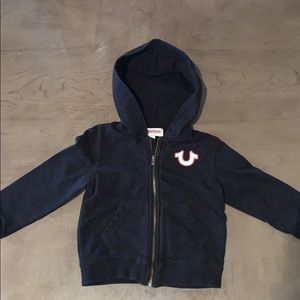 True Religion Black Zip Up Hoodie Size 2T